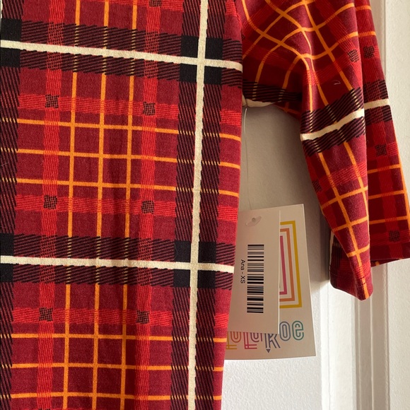 2 for $20 LuLaRoe Ana maxi dress Red and Black Plaid XS NWT - Picture 4 of 11